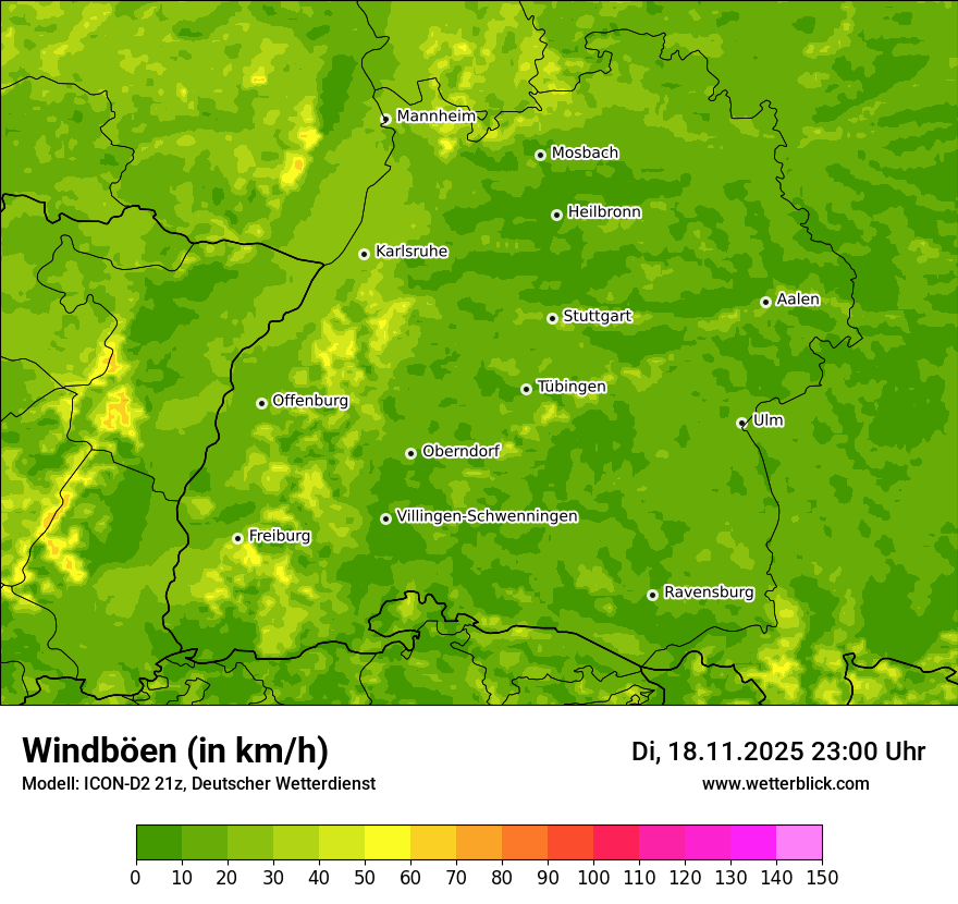 Modellkarten Windgeschwindigkeit