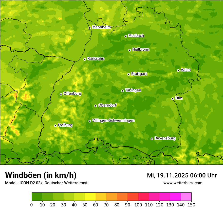 Modellkarten Windgeschwindigkeit