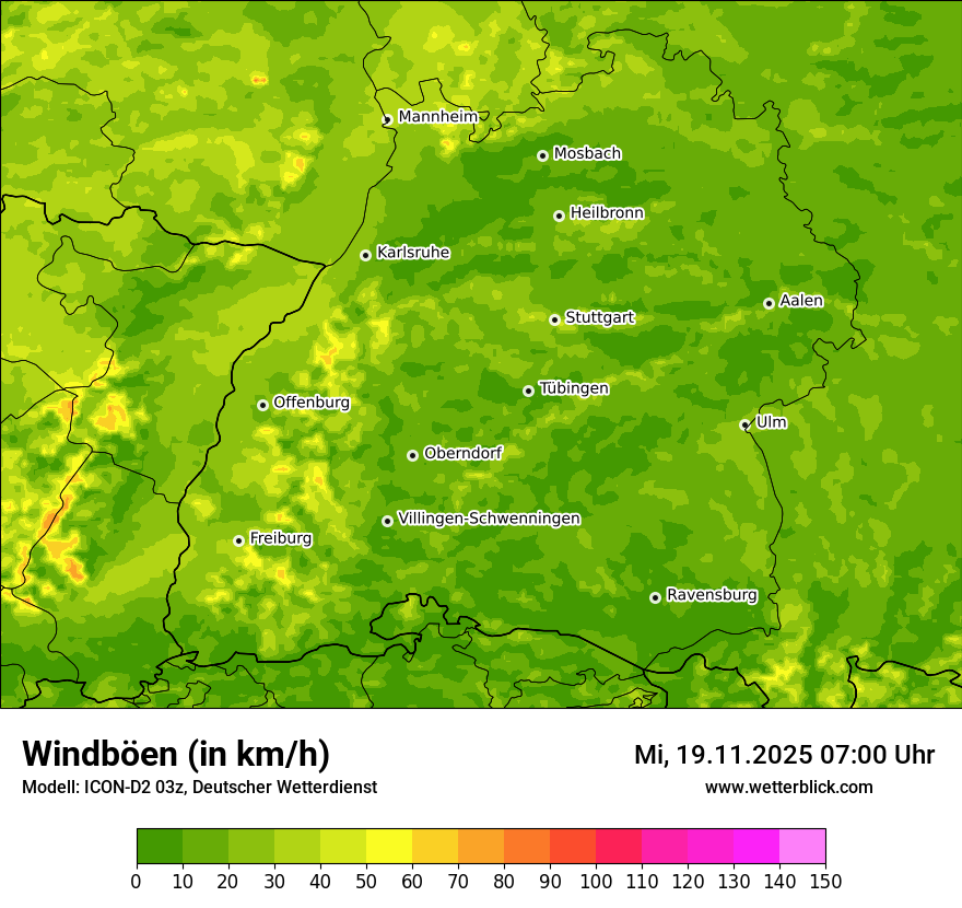 Modellkarten Windgeschwindigkeit