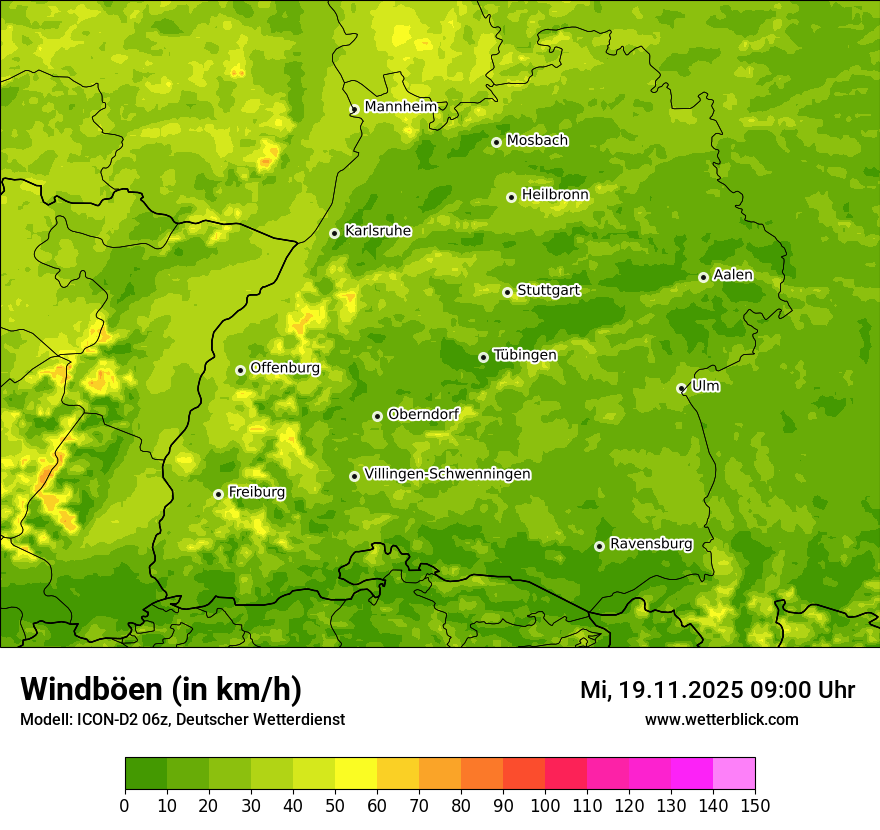 Modellkarten Windgeschwindigkeit
