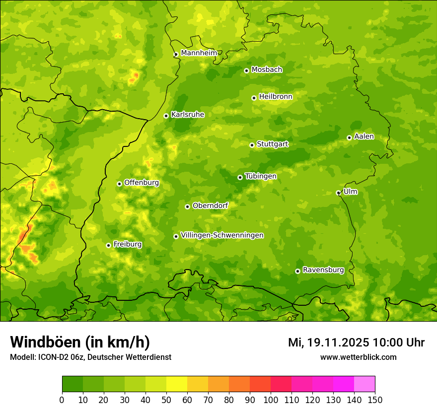Modellkarten Windgeschwindigkeit
