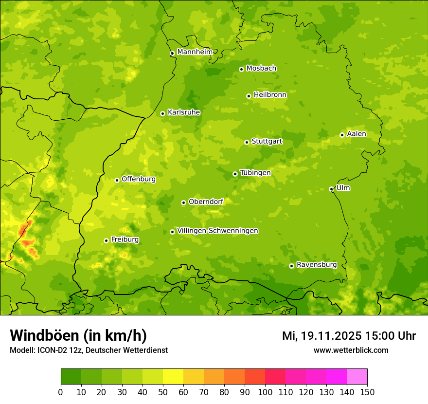 Modellkarten Windgeschwindigkeit