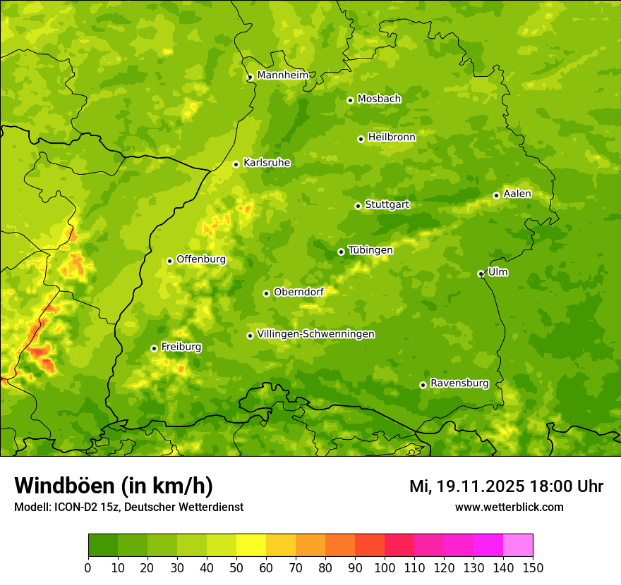 Modellkarten Windgeschwindigkeit