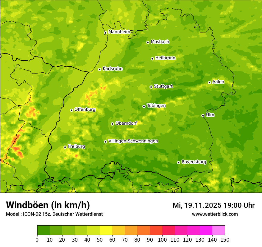 Modellkarten Windgeschwindigkeit