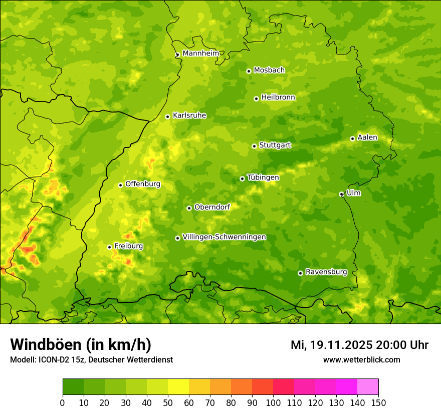 Modellkarten Windgeschwindigkeit