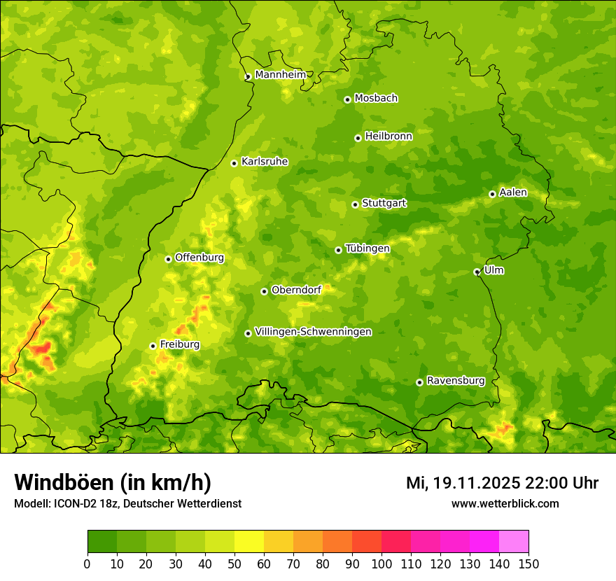 Modellkarten Windgeschwindigkeit