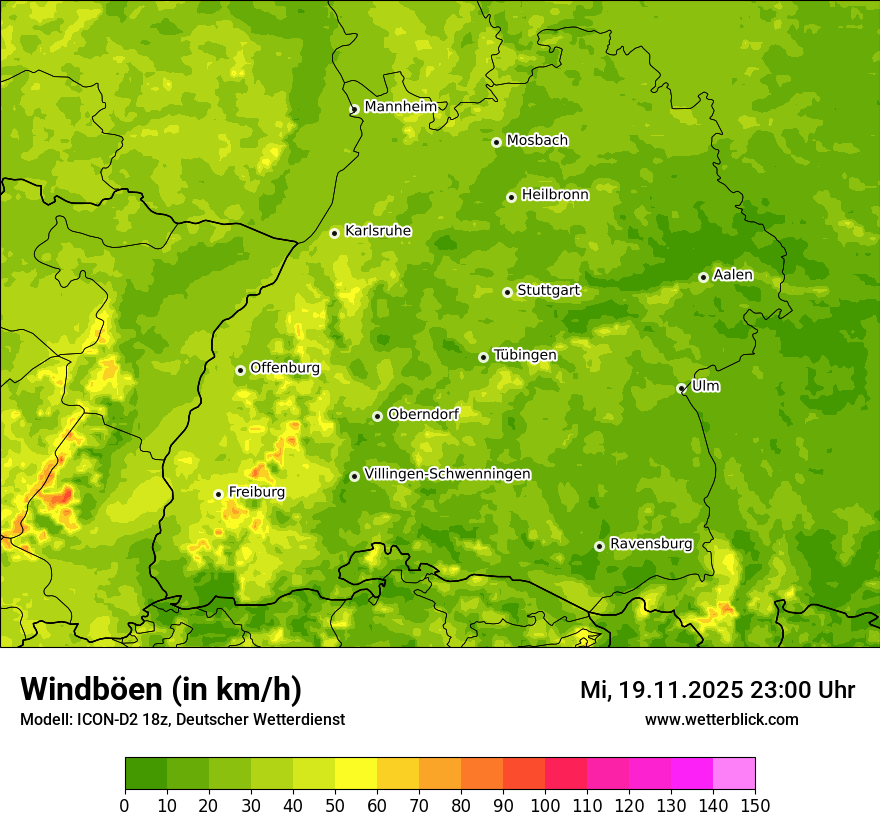Modellkarten Windgeschwindigkeit