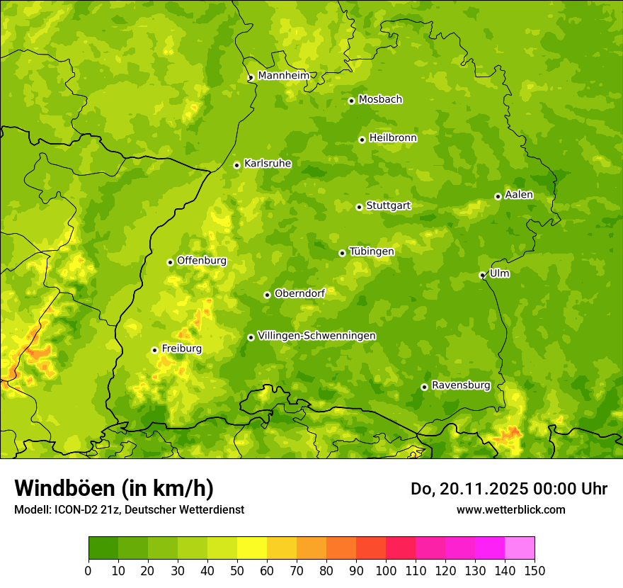Modellkarten Windgeschwindigkeit