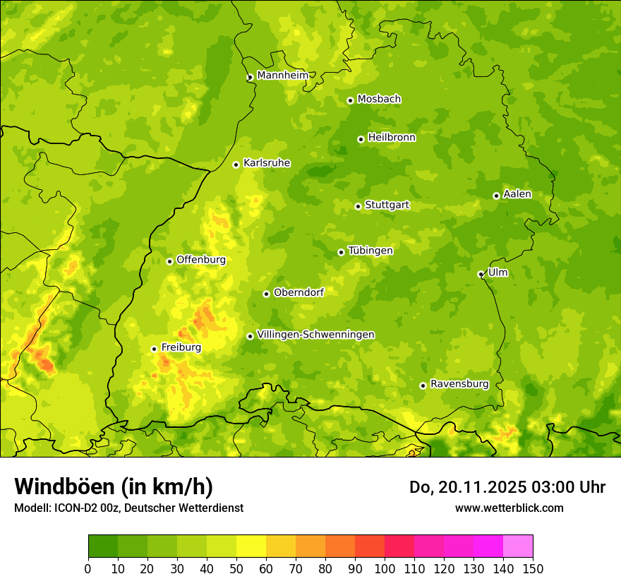 Modellkarten Windgeschwindigkeit