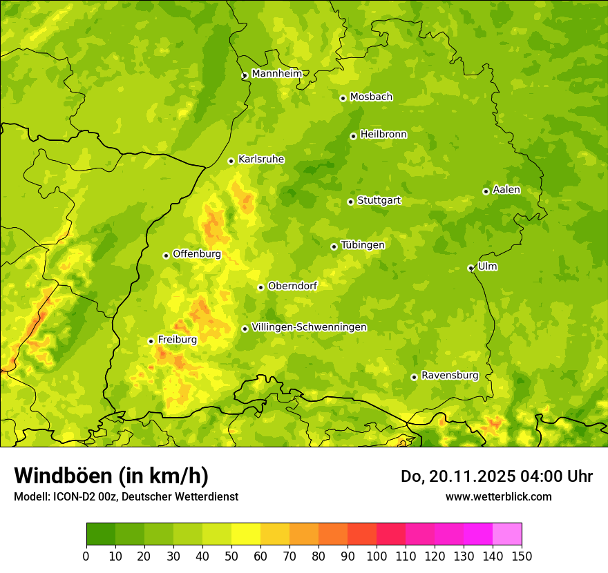 Modellkarten Windgeschwindigkeit