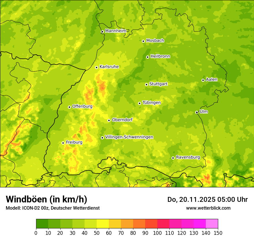Modellkarten Windgeschwindigkeit