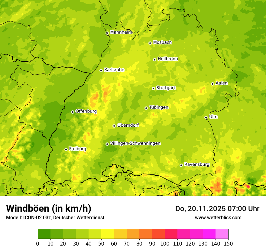 Modellkarten Windgeschwindigkeit