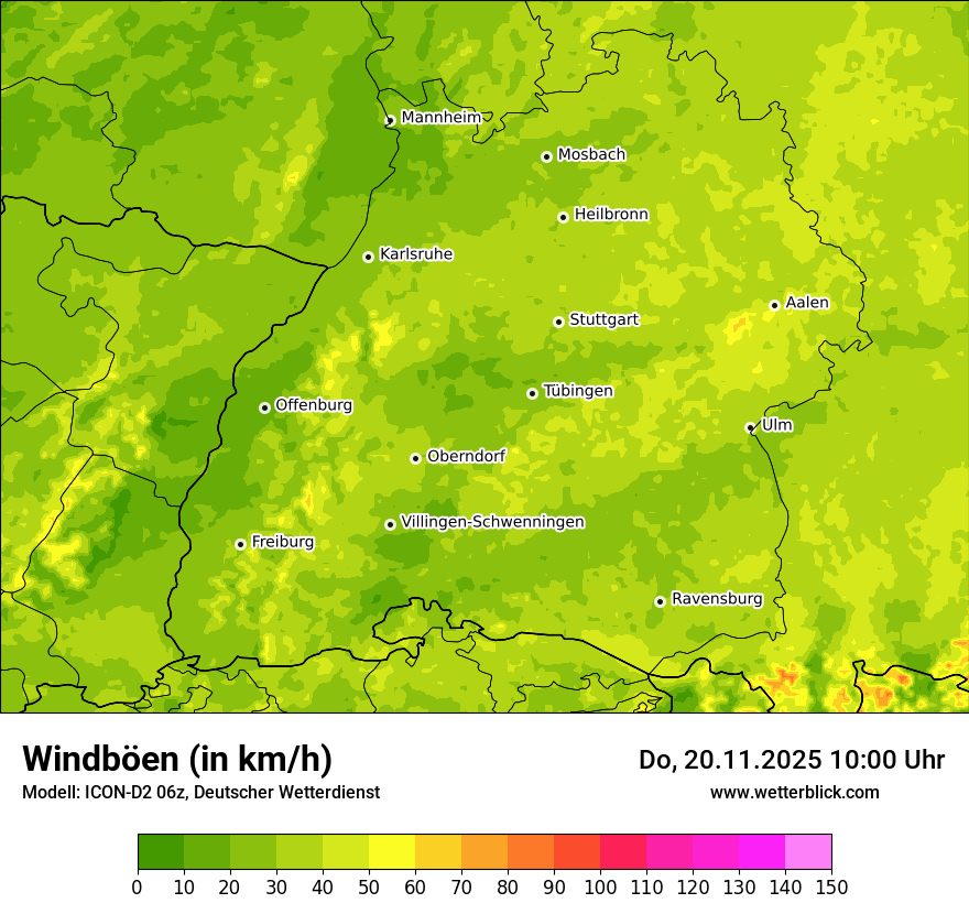 Modellkarten Windgeschwindigkeit