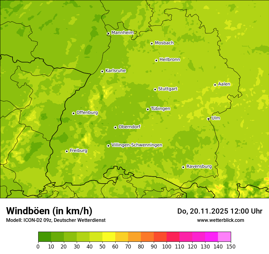 Modellkarten Windgeschwindigkeit