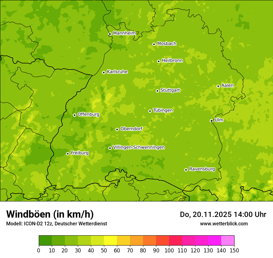 Modellkarten Windgeschwindigkeit