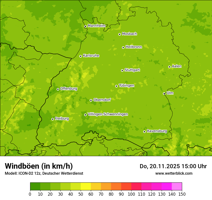Modellkarten Windgeschwindigkeit