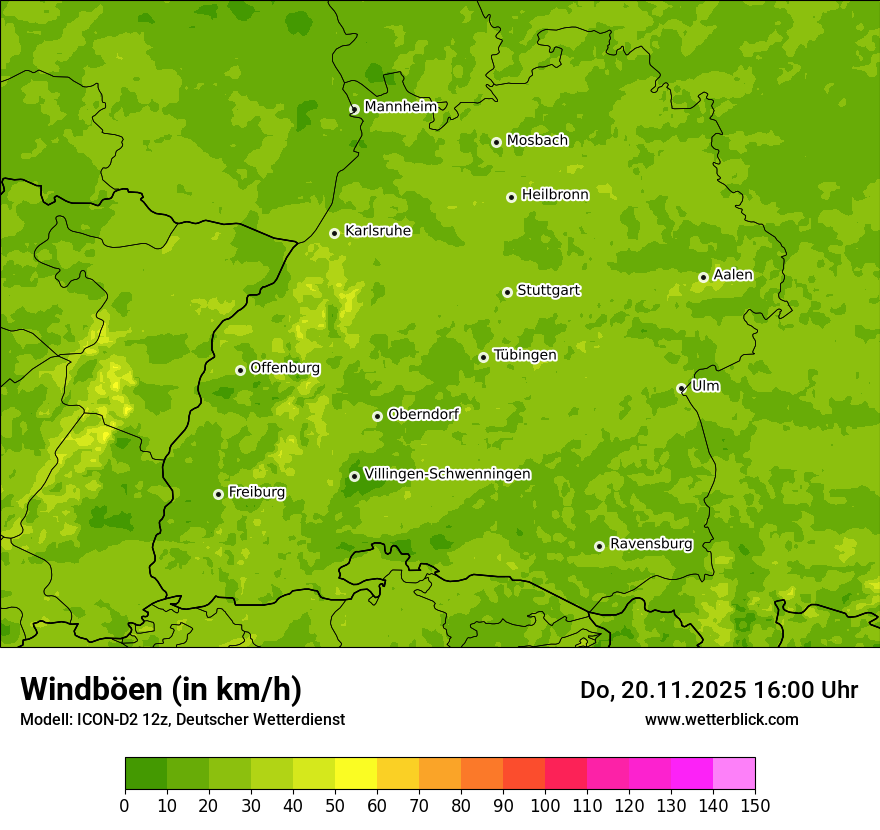 Modellkarten Windgeschwindigkeit