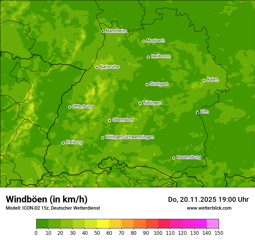 Modellkarten Windgeschwindigkeit