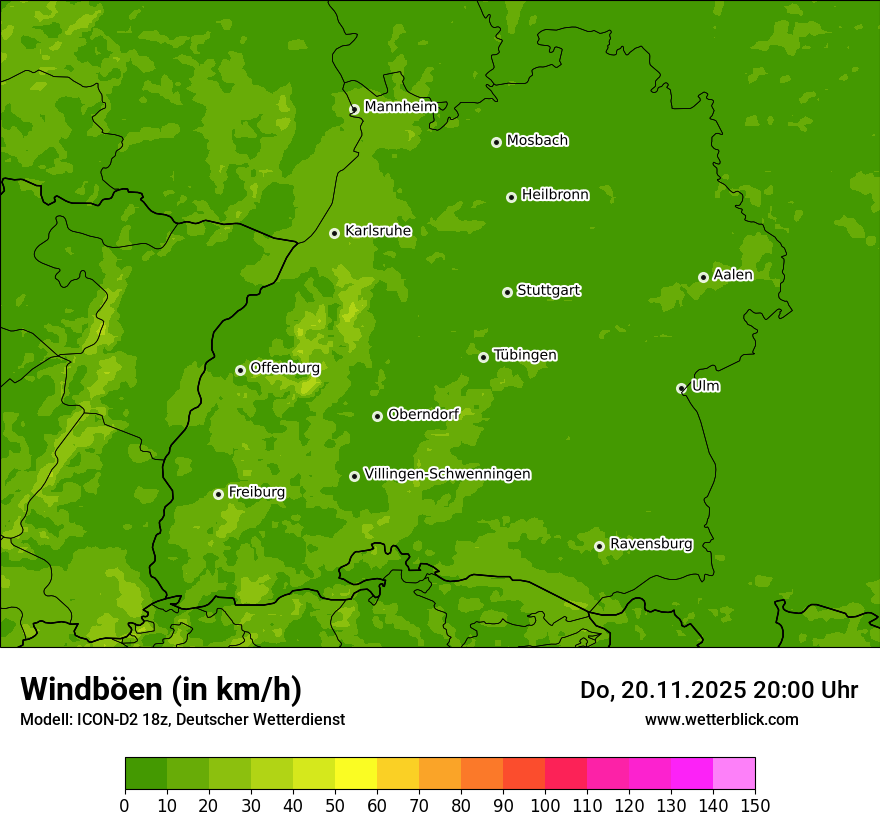Modellkarten Windgeschwindigkeit