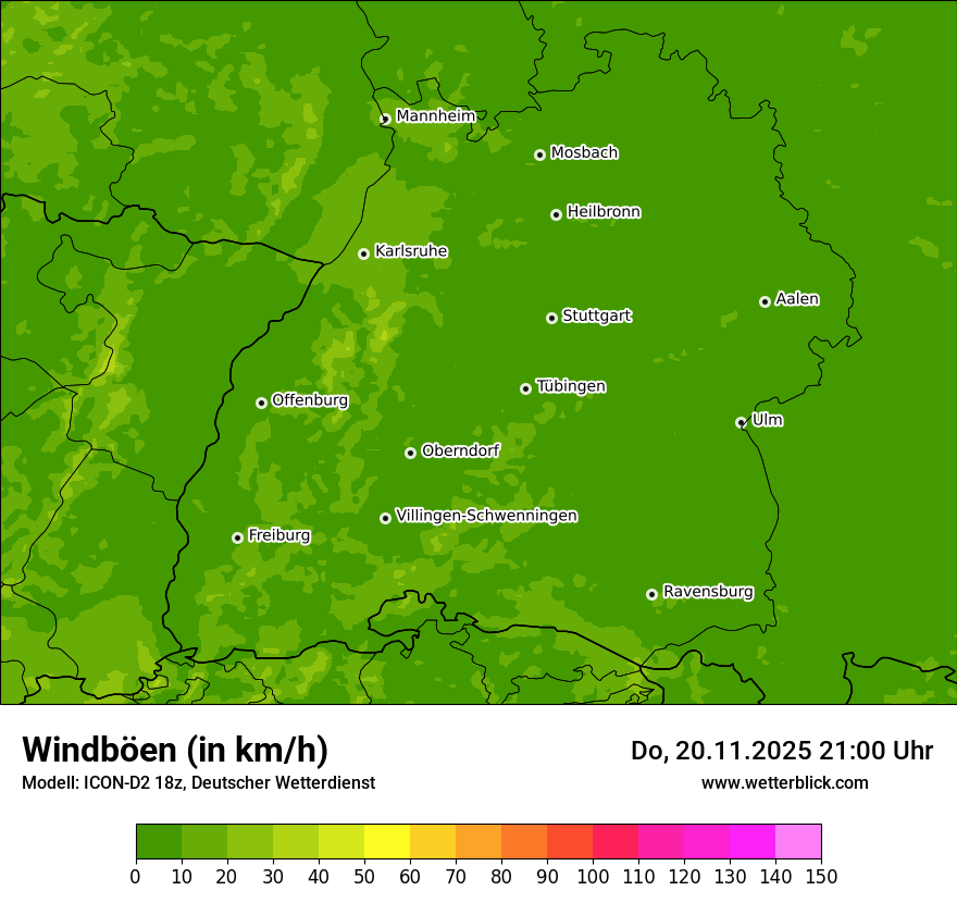 Modellkarten Windgeschwindigkeit
