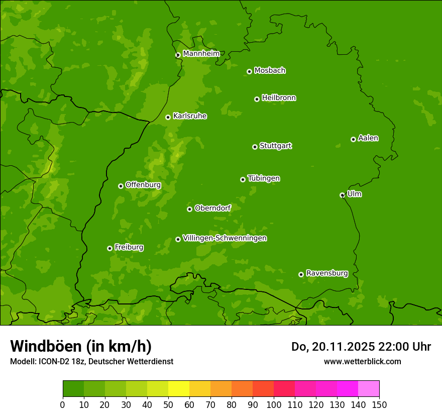 Modellkarten Windgeschwindigkeit