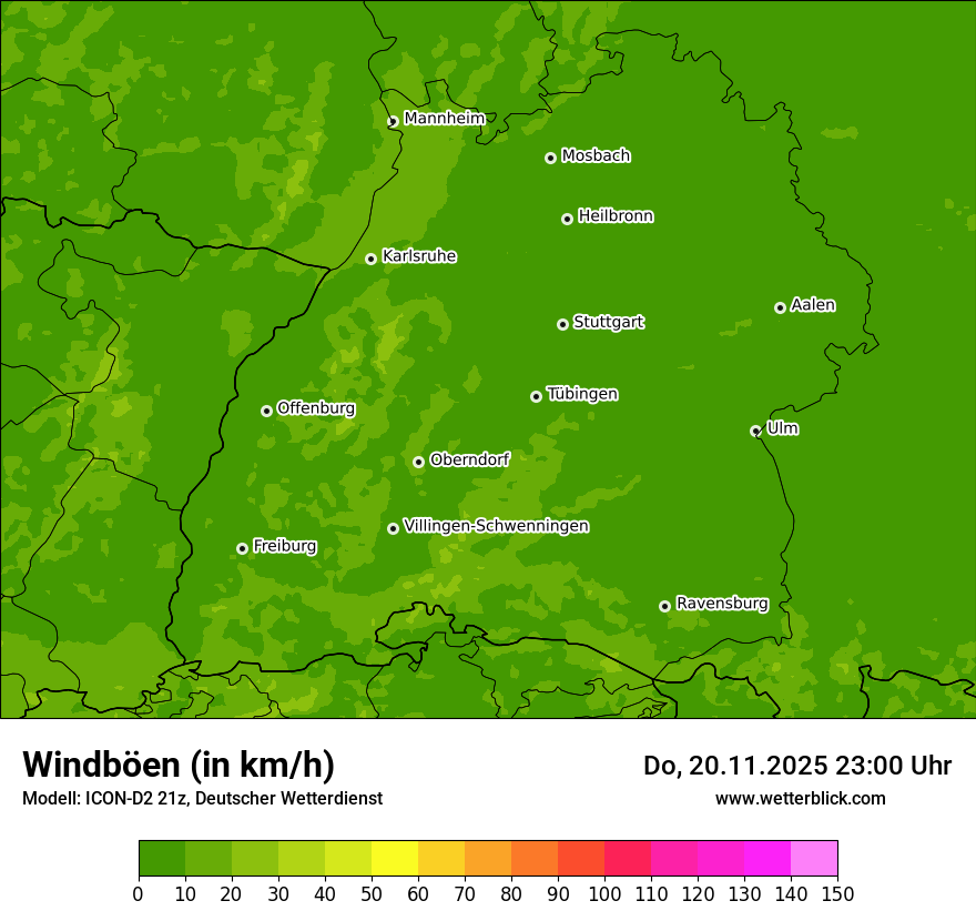 Modellkarten Windgeschwindigkeit