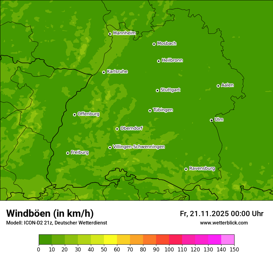 Modellkarten Windgeschwindigkeit