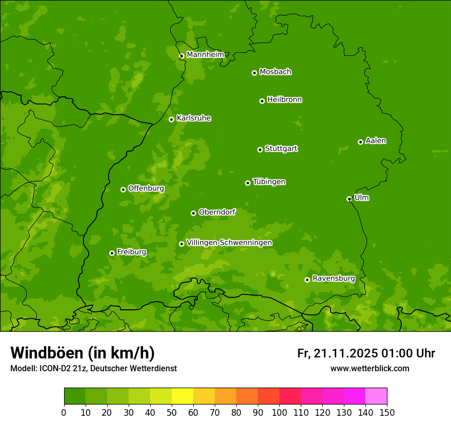 Modellkarten Windgeschwindigkeit