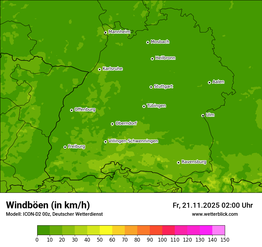 Modellkarten Windgeschwindigkeit