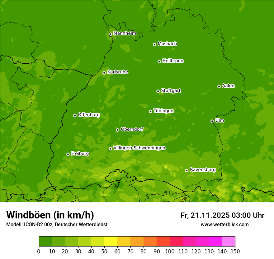 Modellkarten Windgeschwindigkeit