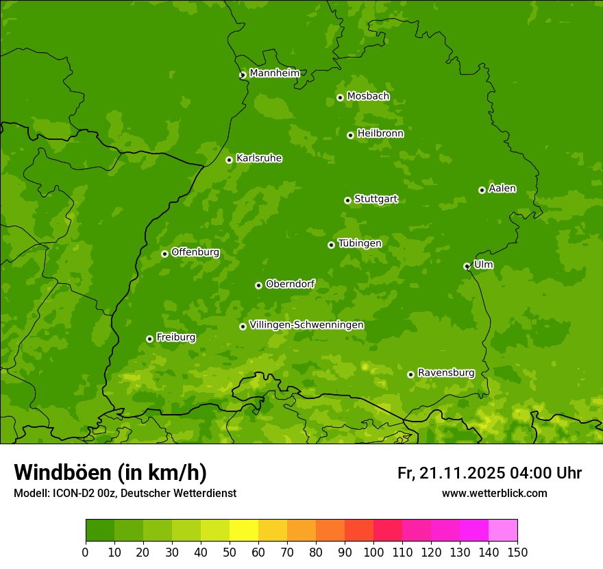Modellkarten Windgeschwindigkeit