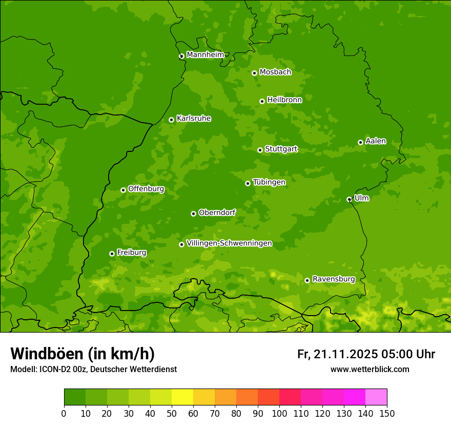 Modellkarten Windgeschwindigkeit