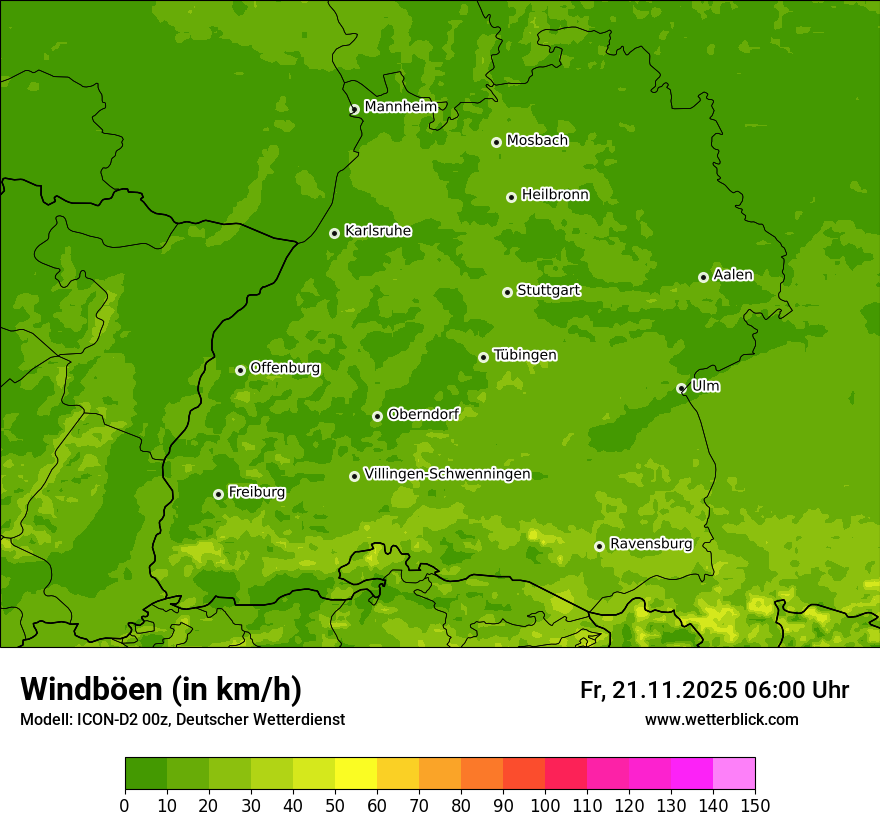 Modellkarten Windgeschwindigkeit