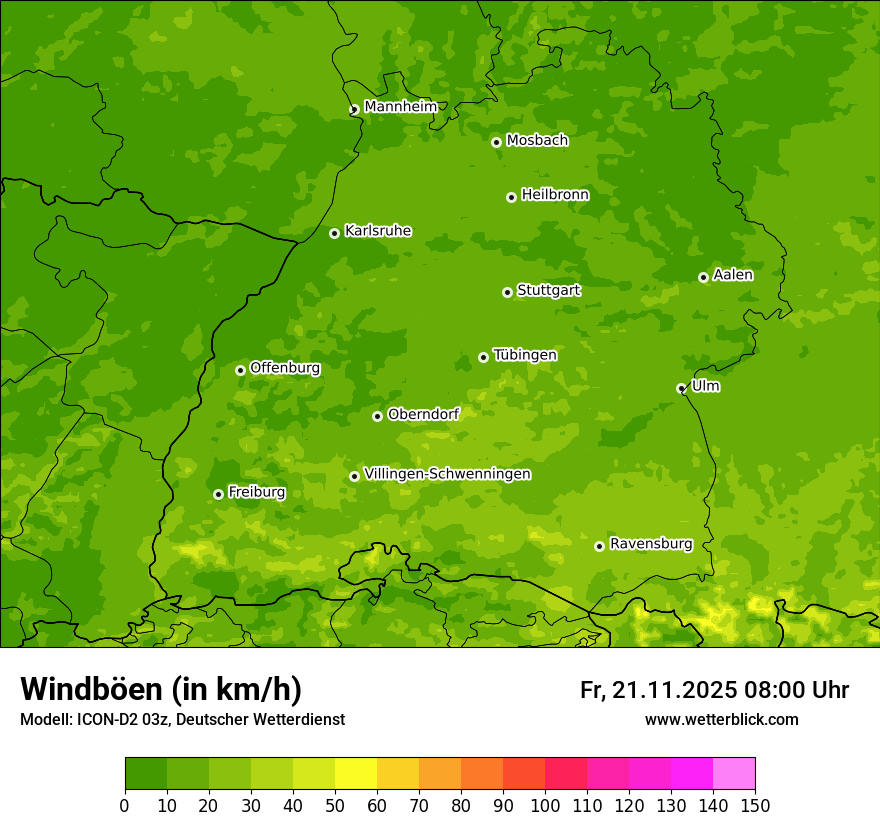 Modellkarten Windgeschwindigkeit