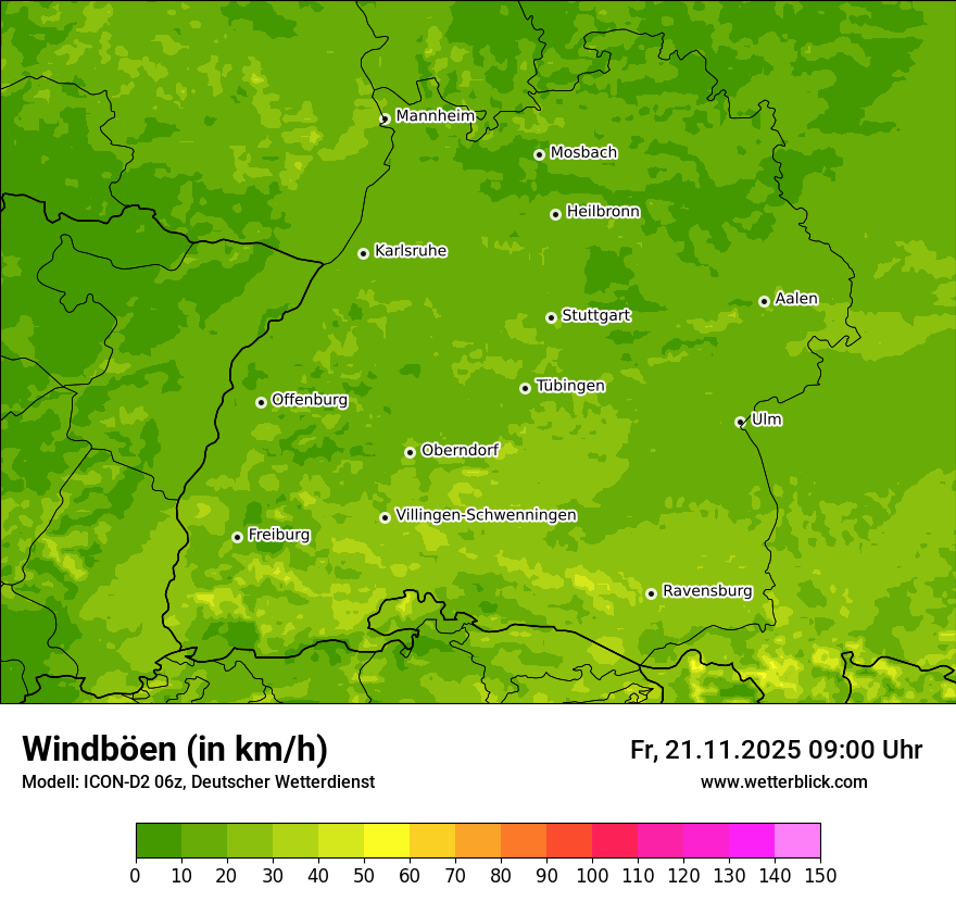 Modellkarten Windgeschwindigkeit