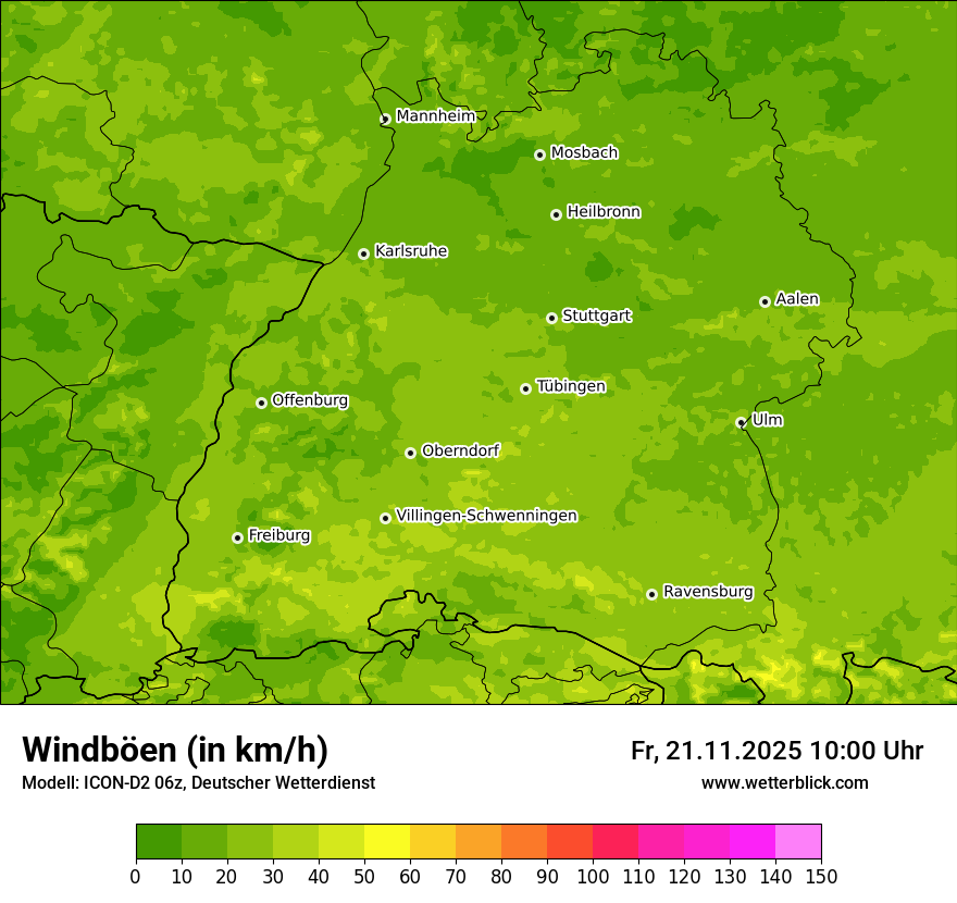 Modellkarten Windgeschwindigkeit