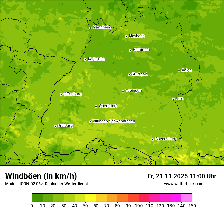 Modellkarten Windgeschwindigkeit
