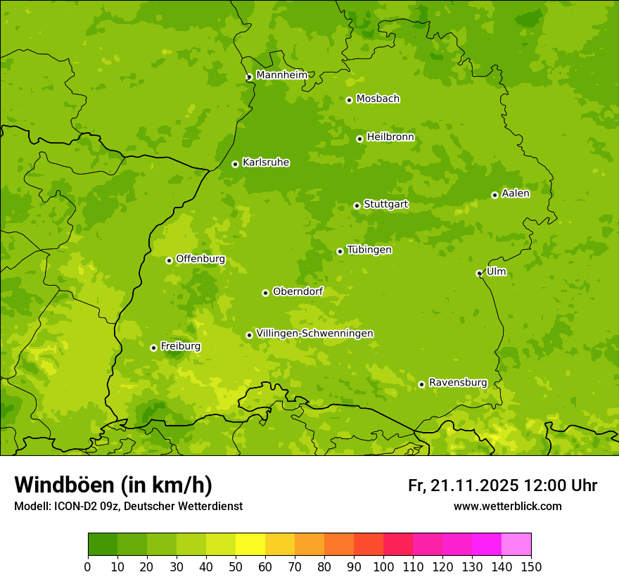 Modellkarten Windgeschwindigkeit