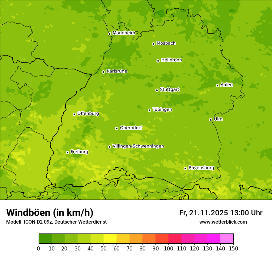 Modellkarten Windgeschwindigkeit