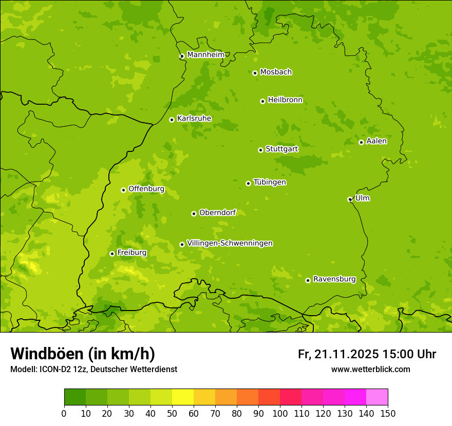 Modellkarten Windgeschwindigkeit