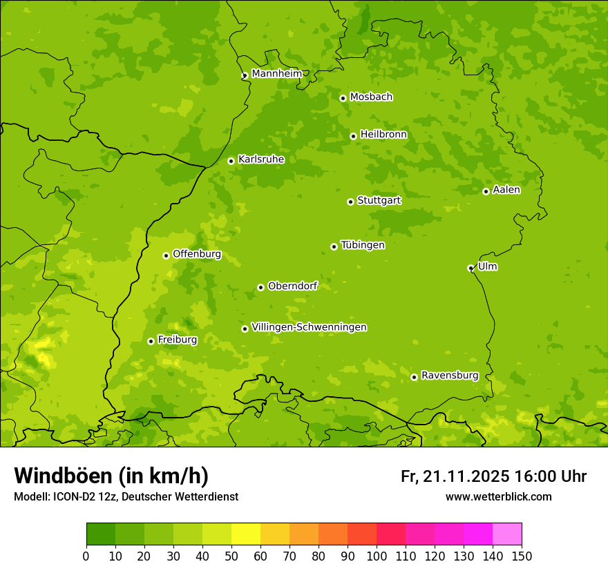Modellkarten Windgeschwindigkeit