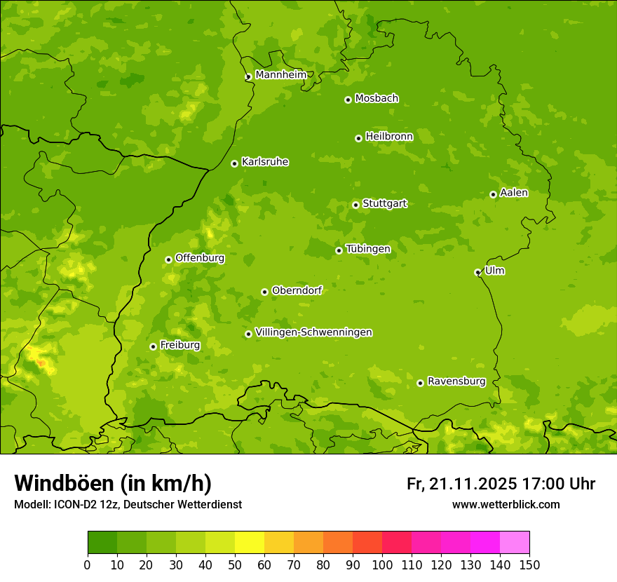 Modellkarten Windgeschwindigkeit