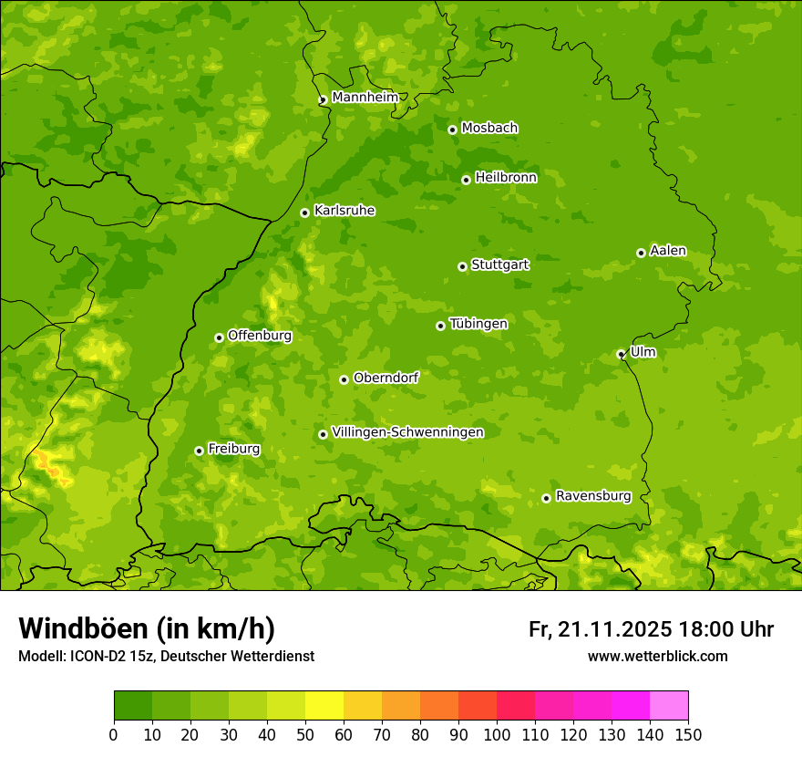 Modellkarten Windgeschwindigkeit