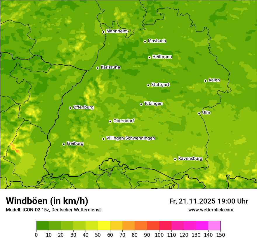 Modellkarten Windgeschwindigkeit