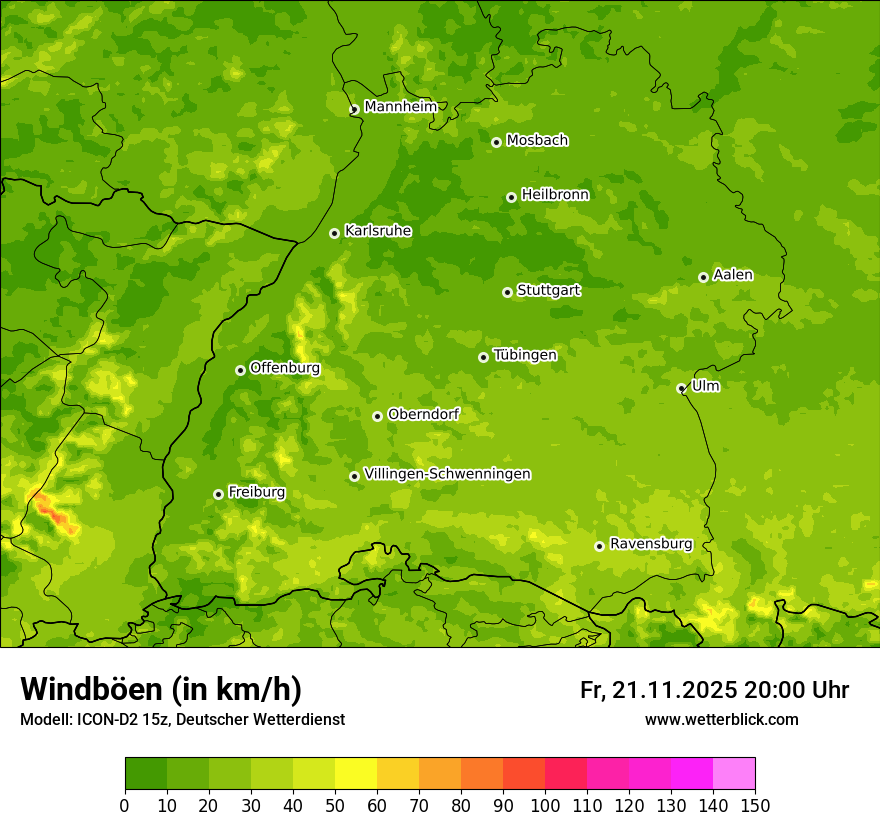 Modellkarten Windgeschwindigkeit