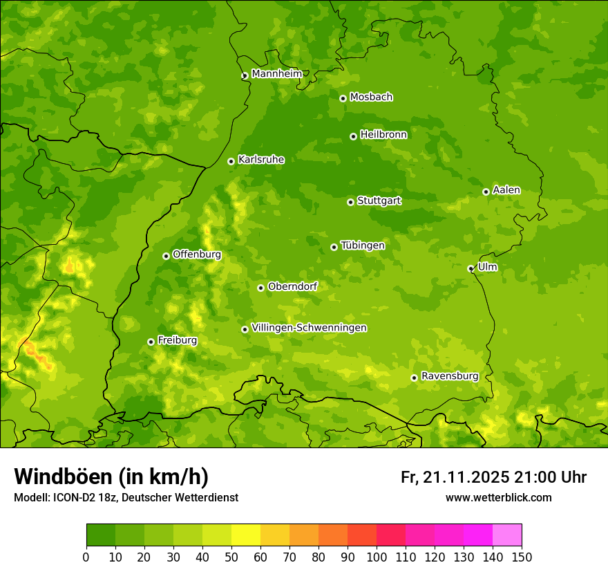 Modellkarten Windgeschwindigkeit