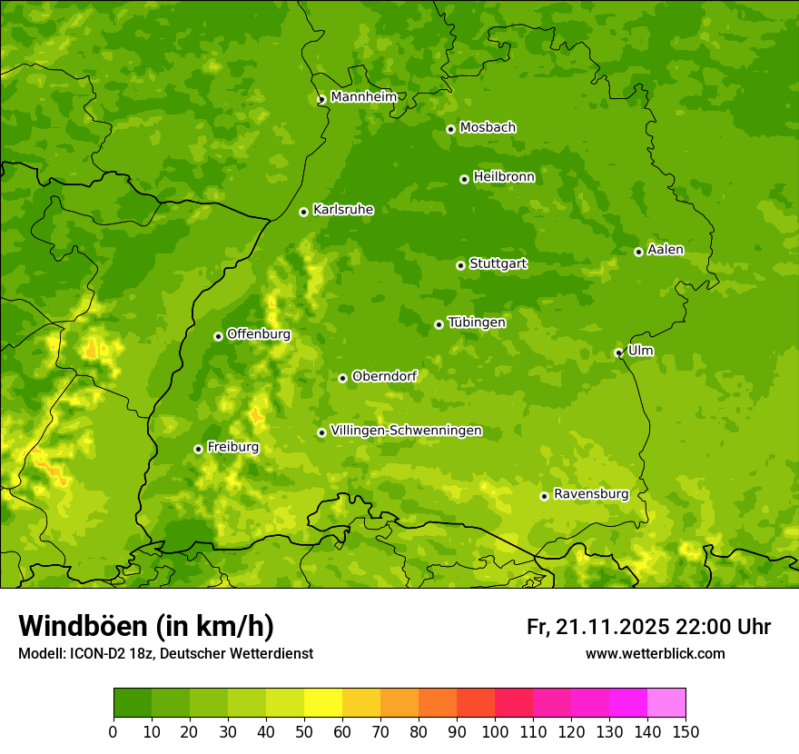 Modellkarten Windgeschwindigkeit