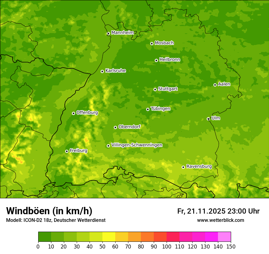 Modellkarten Windgeschwindigkeit