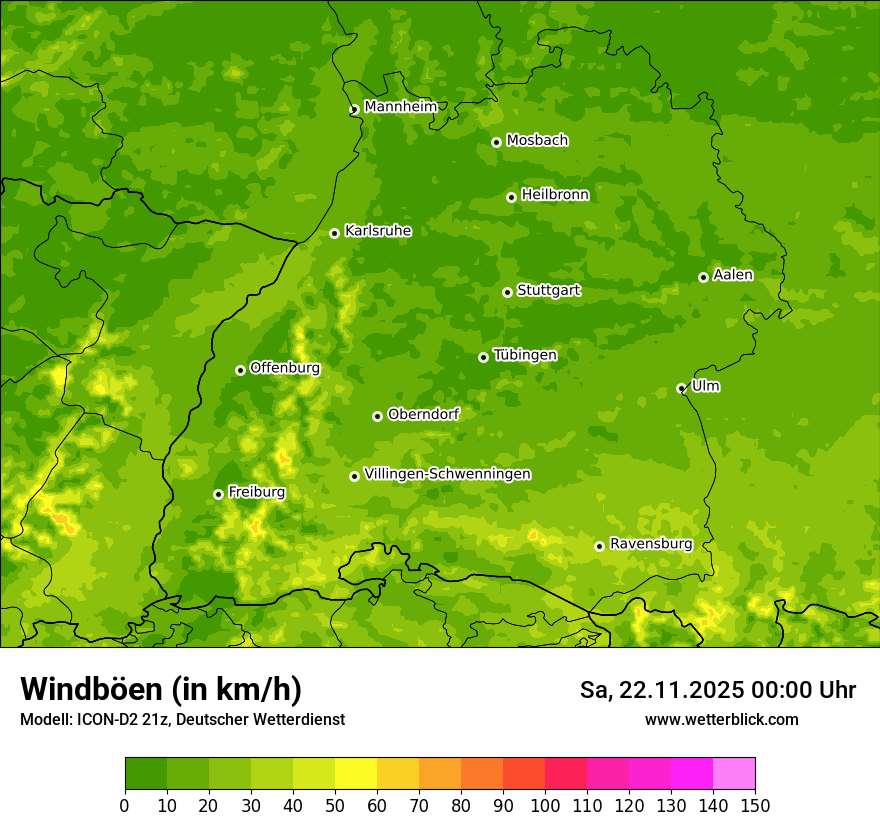 Modellkarten Windgeschwindigkeit