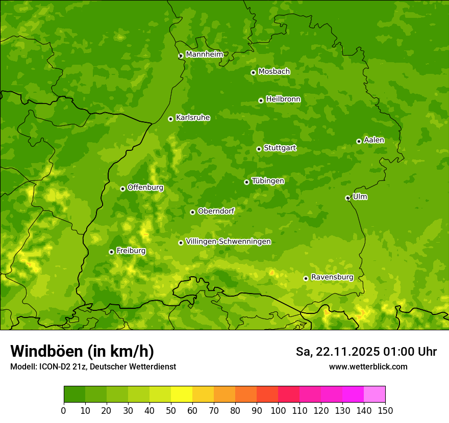 Modellkarten Windgeschwindigkeit